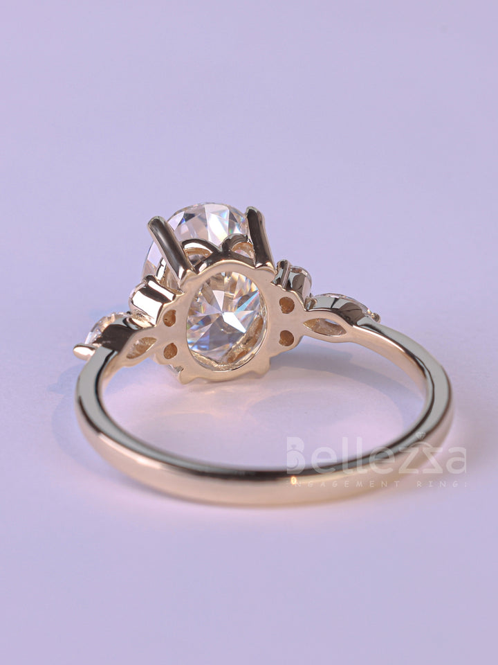 2.0CT Oval Cut Cluster Diamond Moissanite Engagement Ring