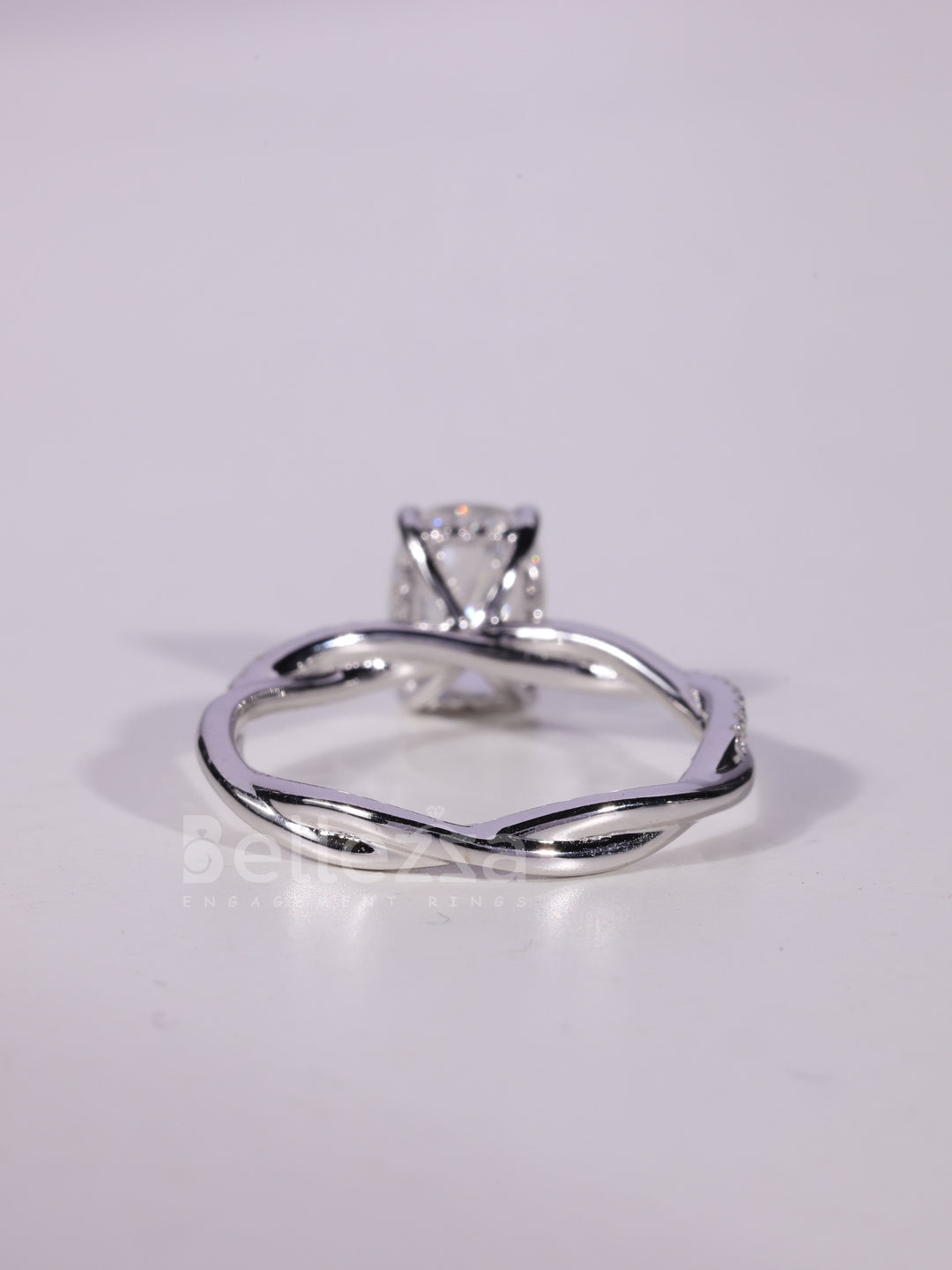 1.50CT-2.50CT Elongated Cushion Cut Twisted Pave Set Engagement Ring