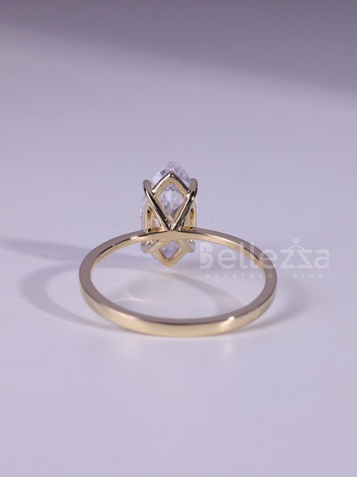 2.0CT Marquise Cut Solitaire Moissanite Engagement Ring