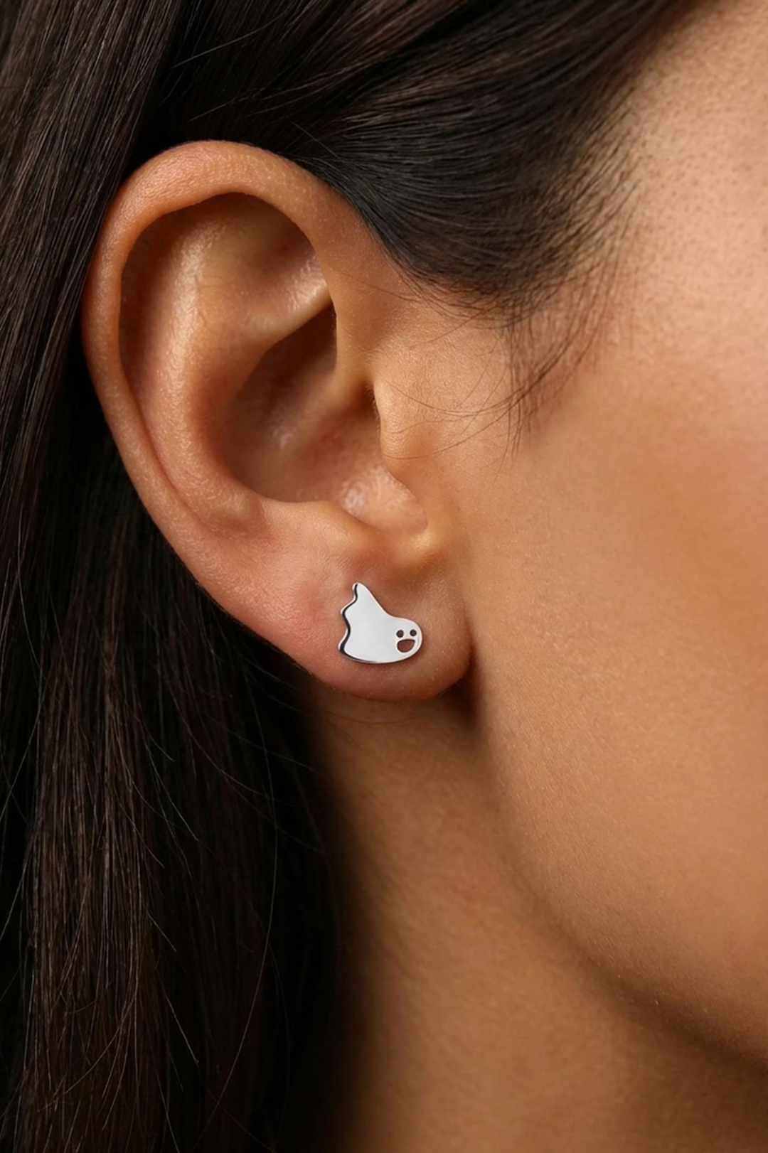14K Halloween Ghost Gold Stud Earrings for Women