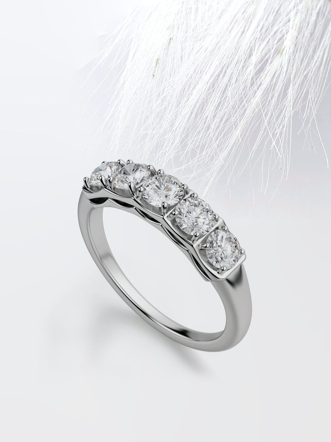 Round Cut Five Stone Wedding Band For Women