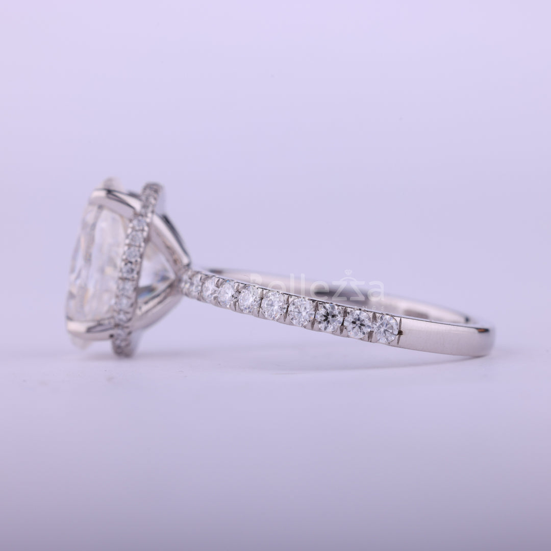 2.0CT Oval Cut Hidden Halo Moissanite Engagement Ring