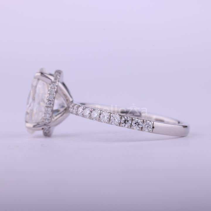 2.0CT Oval Cut Hidden Halo Moissanite Engagement Ring