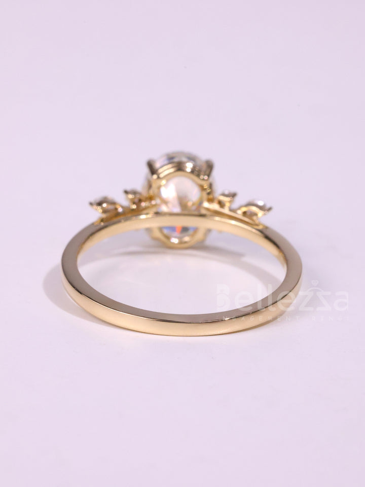 1.50CT Oval Cut Diamond Cluster Moissanite Engagement Ring