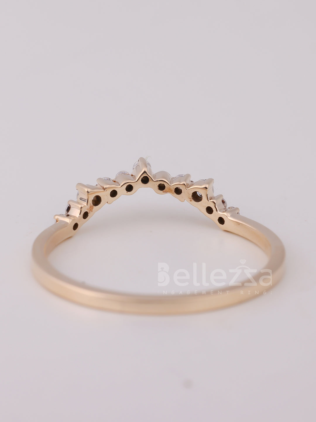 Round Cut Curved Moissanite Wedding Band For Her