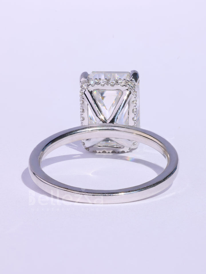 1.50CT Emerald Cut Hidden Halo Moissanite Engagement RIng