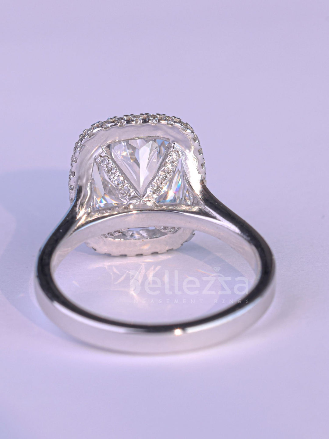 2.0CT Elongated Cushion Cut Halo Set Engagement Ring