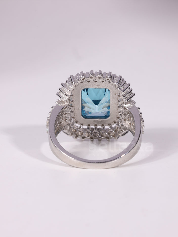 1.50CT-3.50CT Emerald Cut Blue Stone Cluster Engagement Ring