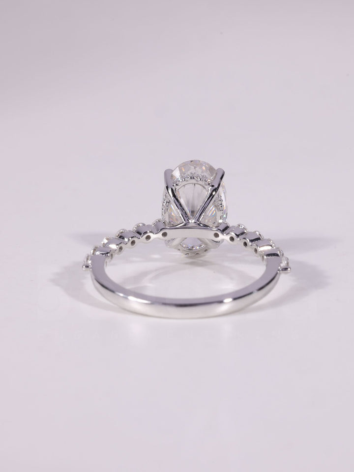 1.0CT-3.0CT Oval Cut Pave Setting Moissanite Engagement Ring