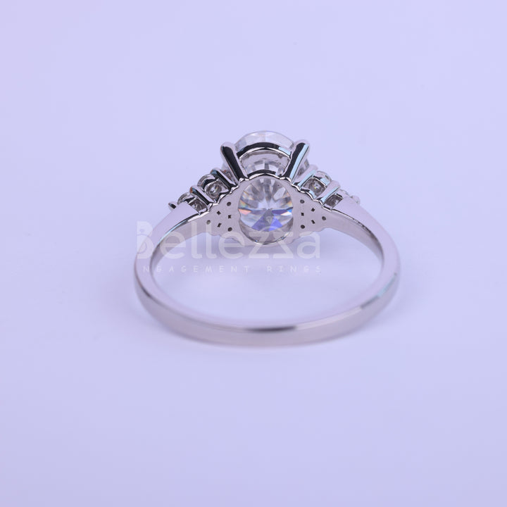 1.0CT Oval Cut Cluster Diamond Moissanite Engagement Ring