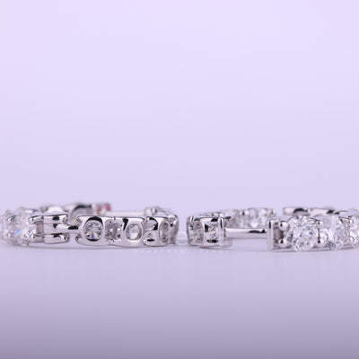 Round Cut Inside-Outside Diamond Moissanite Hoop Earrings