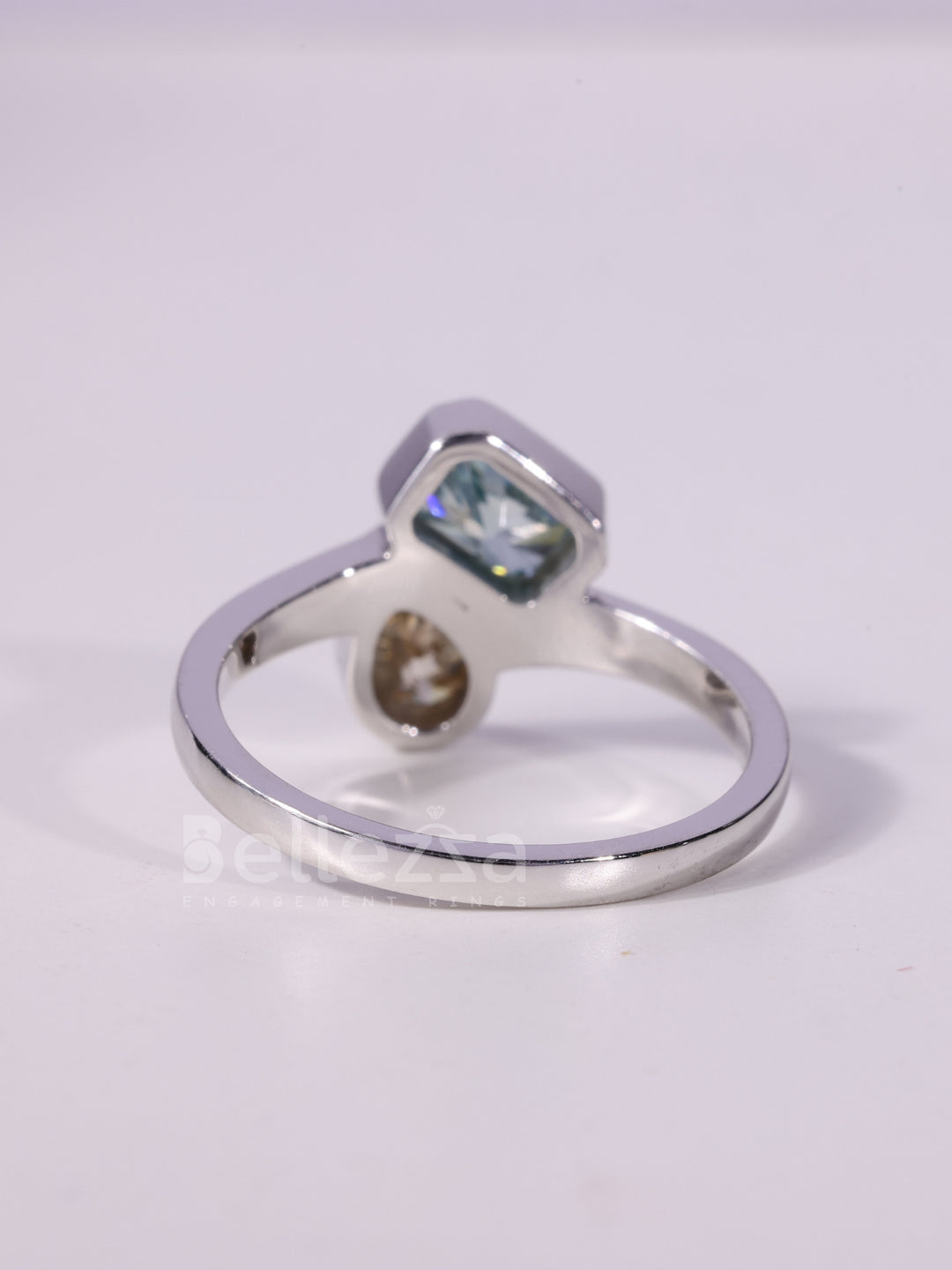 1.0CTW Radiant & Pear Cut Color Diamond Toi Et Moi Engagement Ring