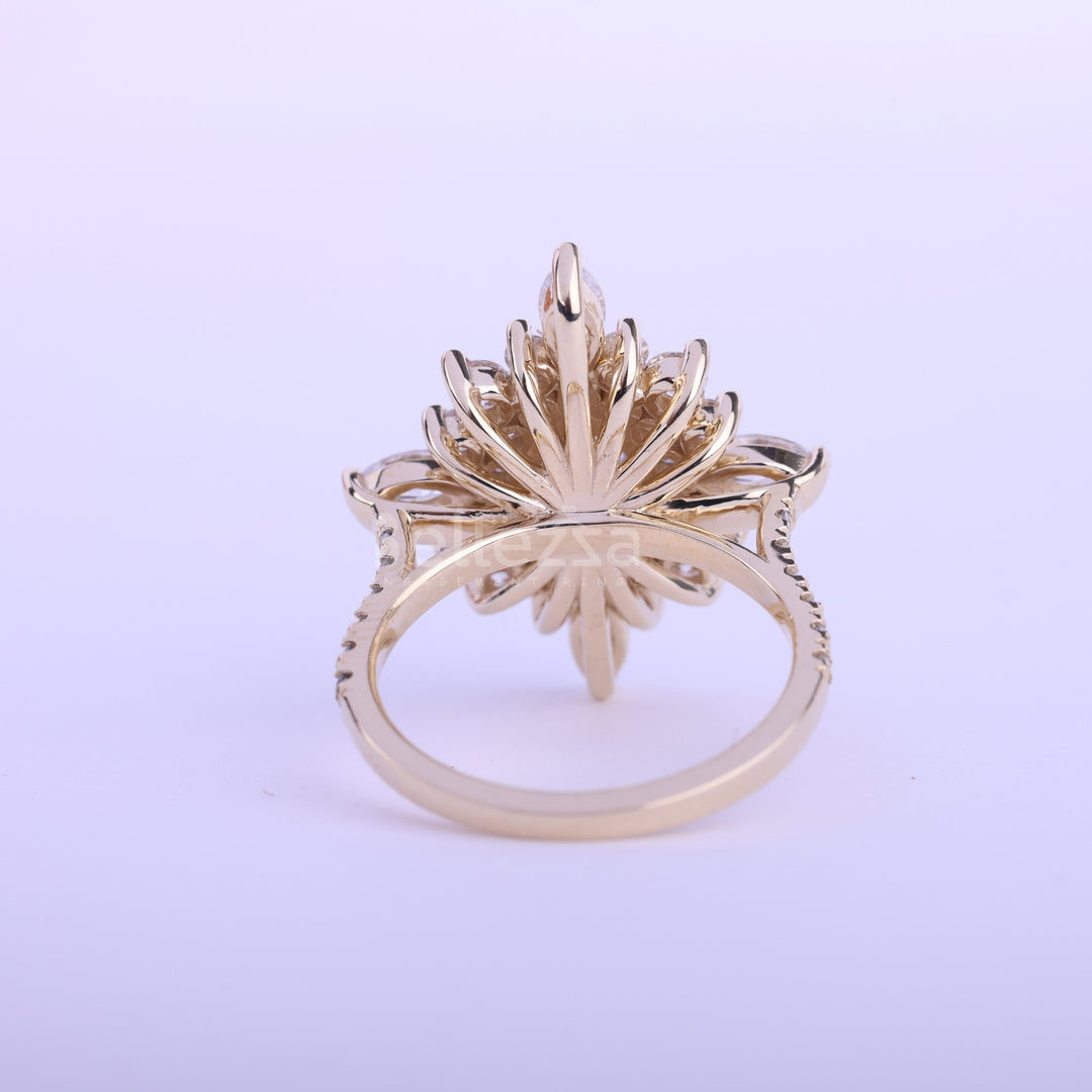 1.0CT Oval Cut Halo Cluster Diamond Moissanite Engagement Ring