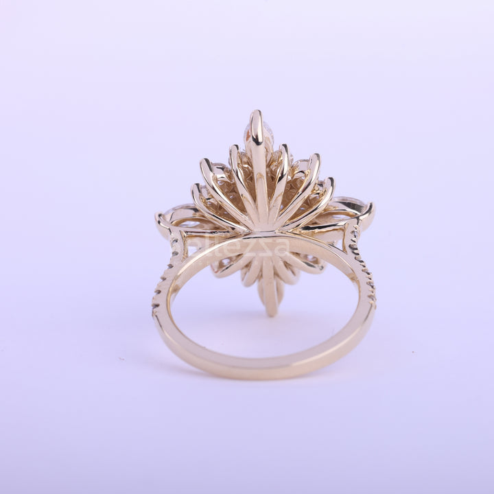 1.0CT Oval Cut Halo Cluster Diamond Moissanite Engagement Ring