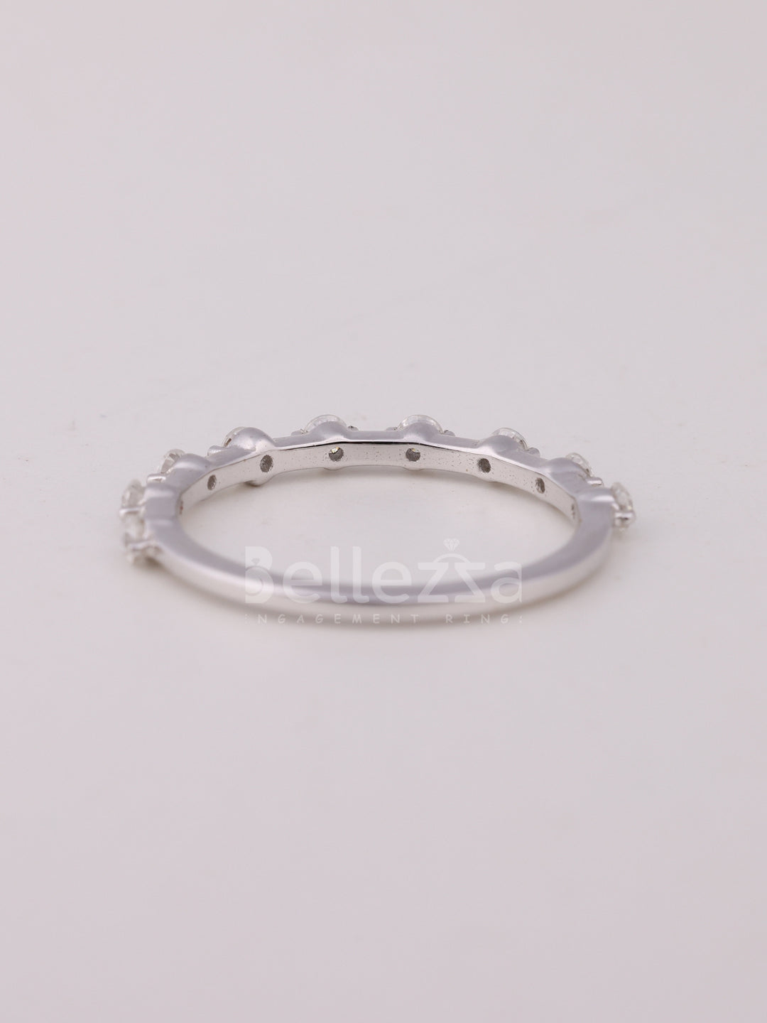 Round Cut Petite Pave Setting Moissanite Wedding Band