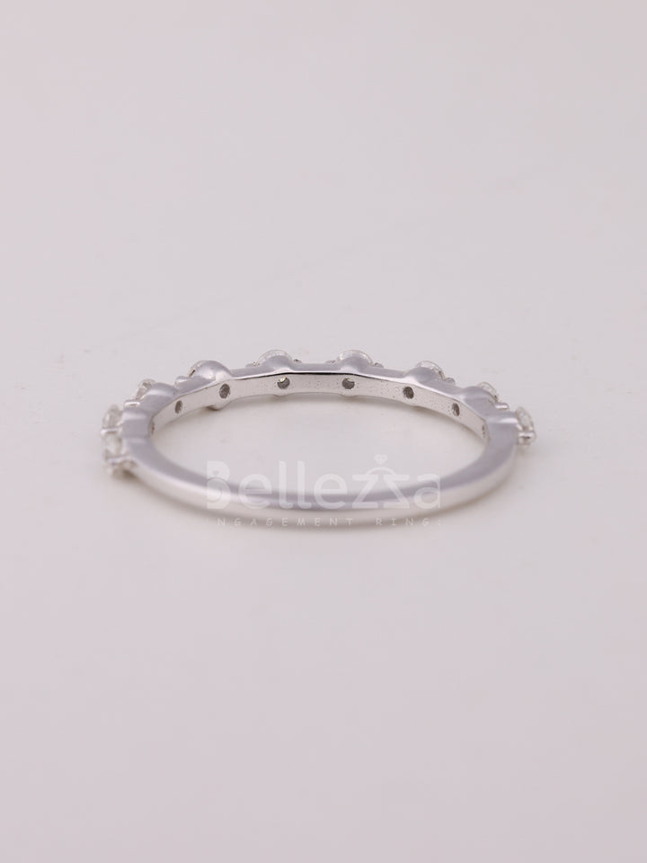 Round Cut Petite Pave Setting Moissanite Wedding Band