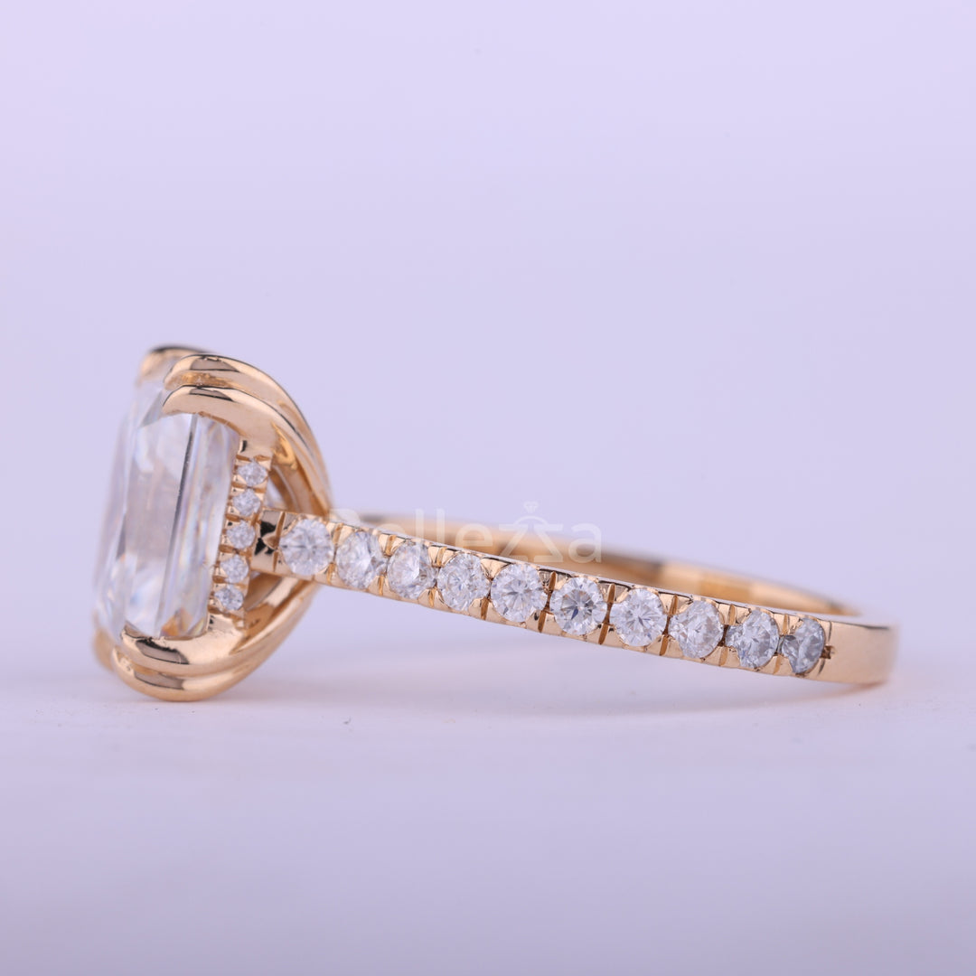1.50CT Radiant Cut Pave Setting Moissanite Engagement Ring
