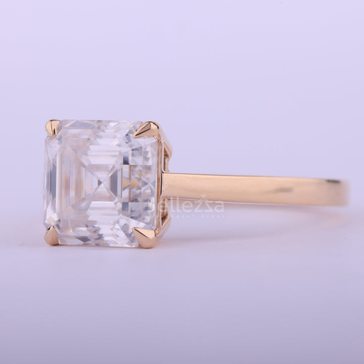 1.50CT Asscher Cut Solitaire Moissanite Engagement Ring