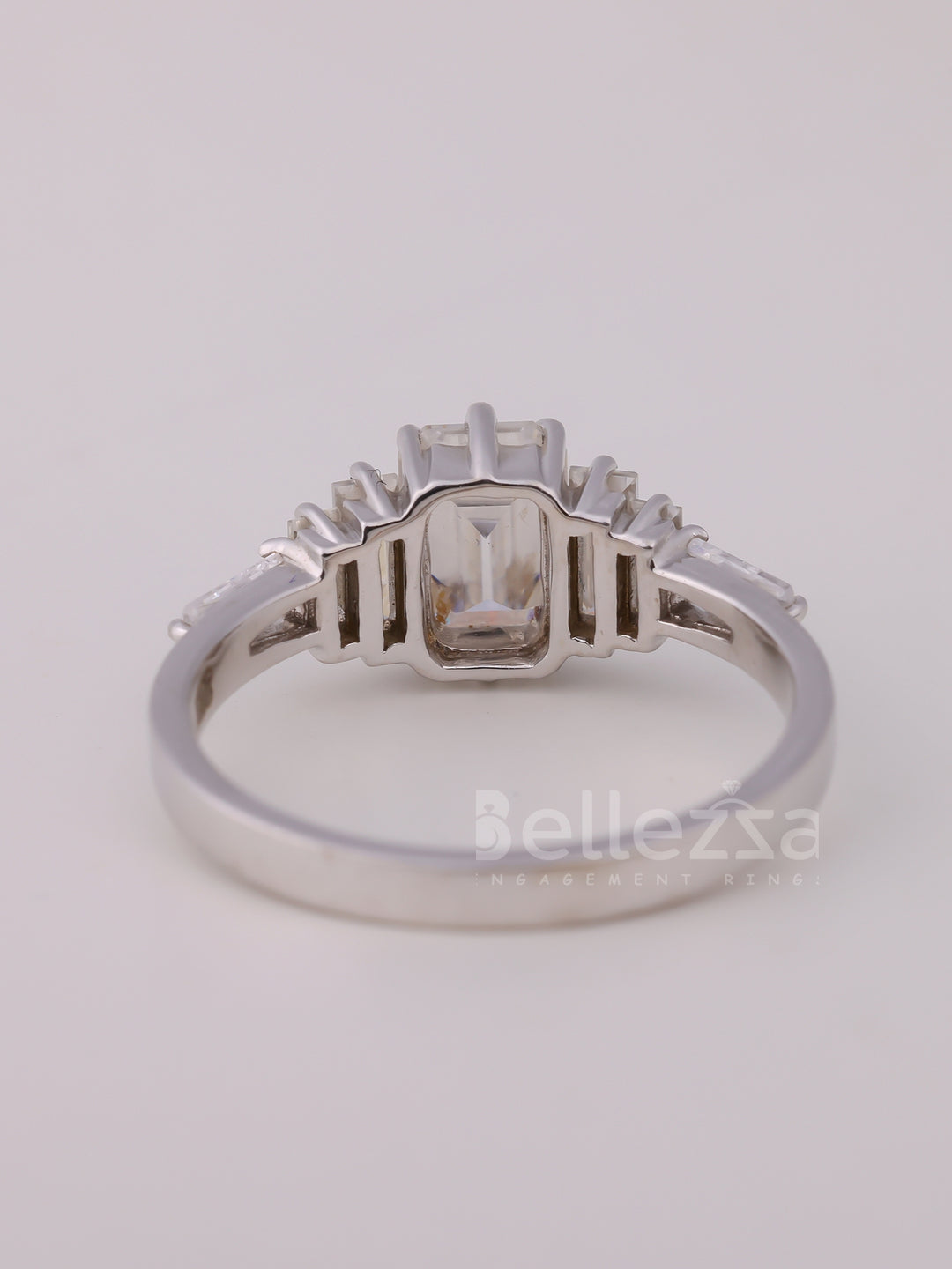 1.0CT Emerald Cut Cluster Diamond Moissanite Engagement Ring