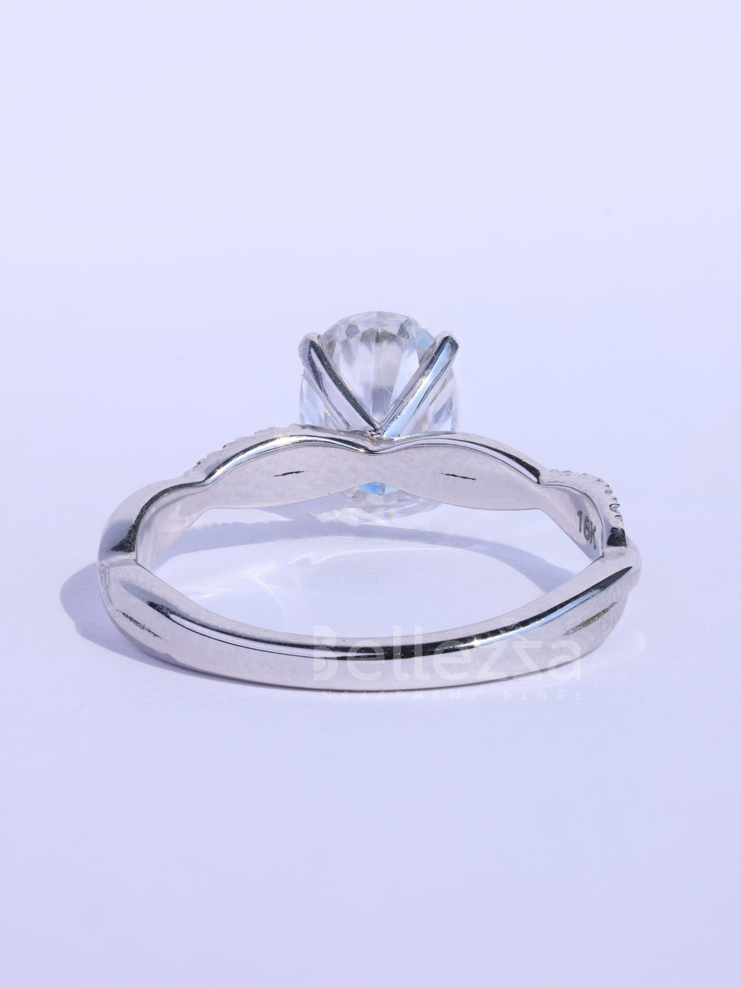 1.0CT Oval Cut Twisted Pave Setting Moissanite Engagement Ring