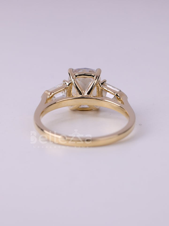 1.50CT Elongated Cushion Cut Three Stone Engagement Ring