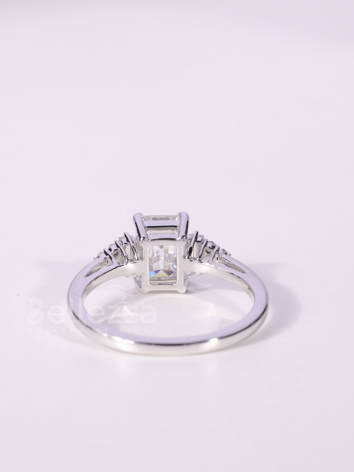 1.0CT-2.0CT Emerald Cut Cluster Diamond Engagement Ring