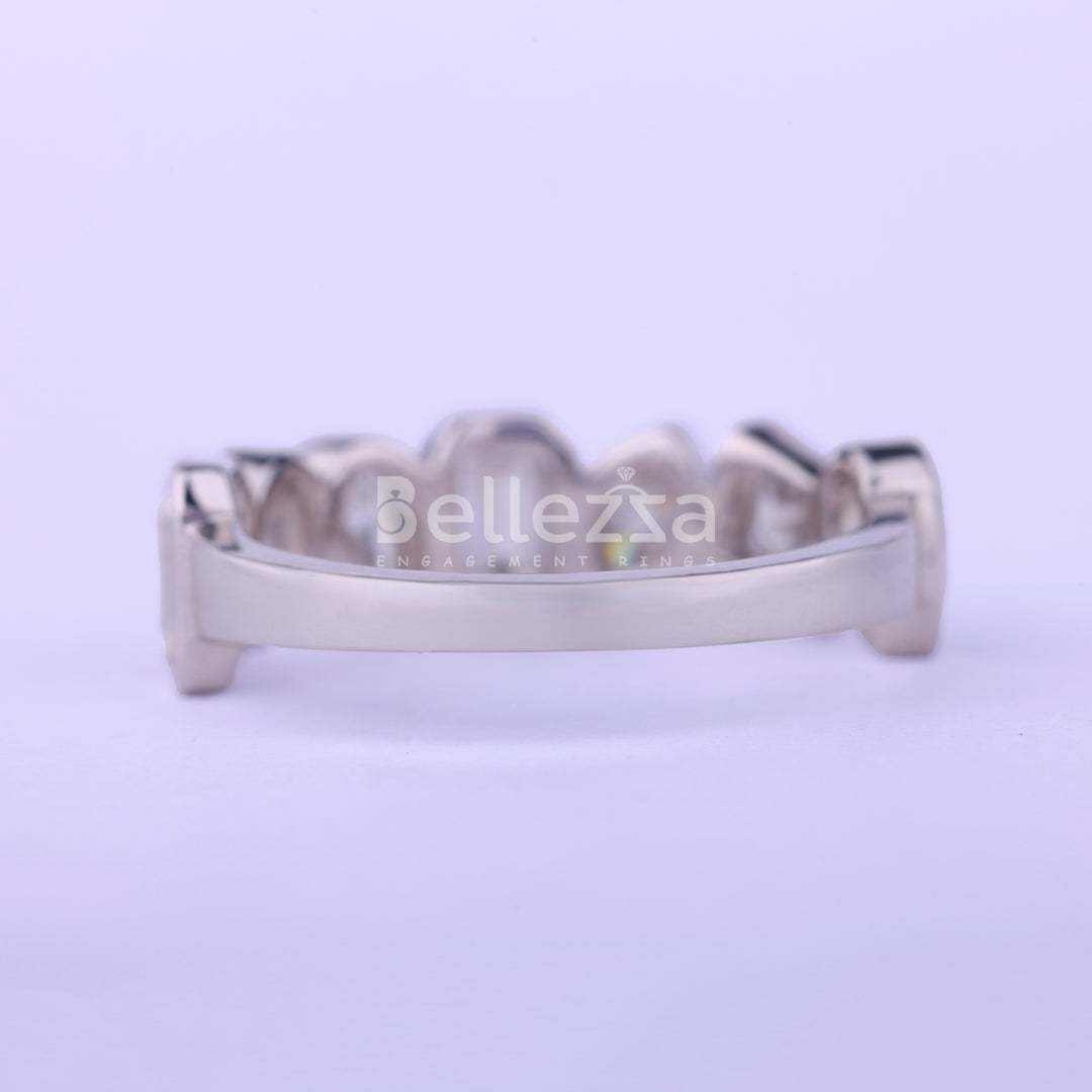 Multi Diamond Bezel Setting Unique Wedding Band - Ready To Ship