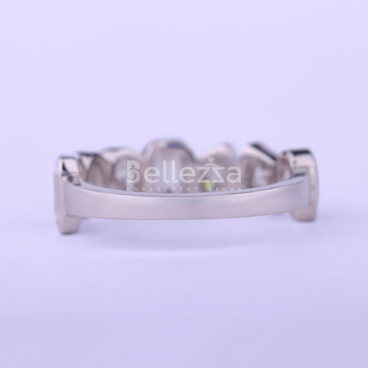 Multi Diamond Bezel Setting Unique Wedding Band - Ready To Ship