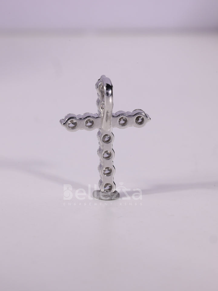 Round Cut Diamond Cross Pendant Necklace For Her