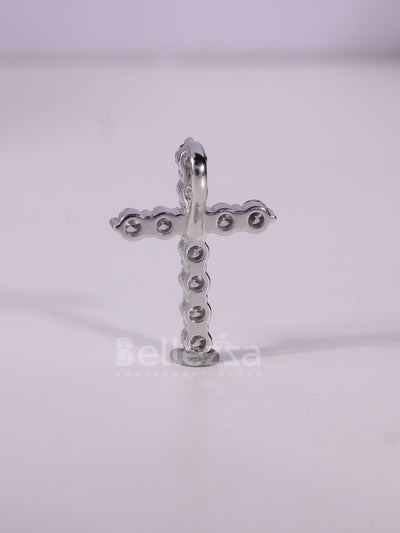 Round Cut Diamond Cross Pendant Necklace For Her