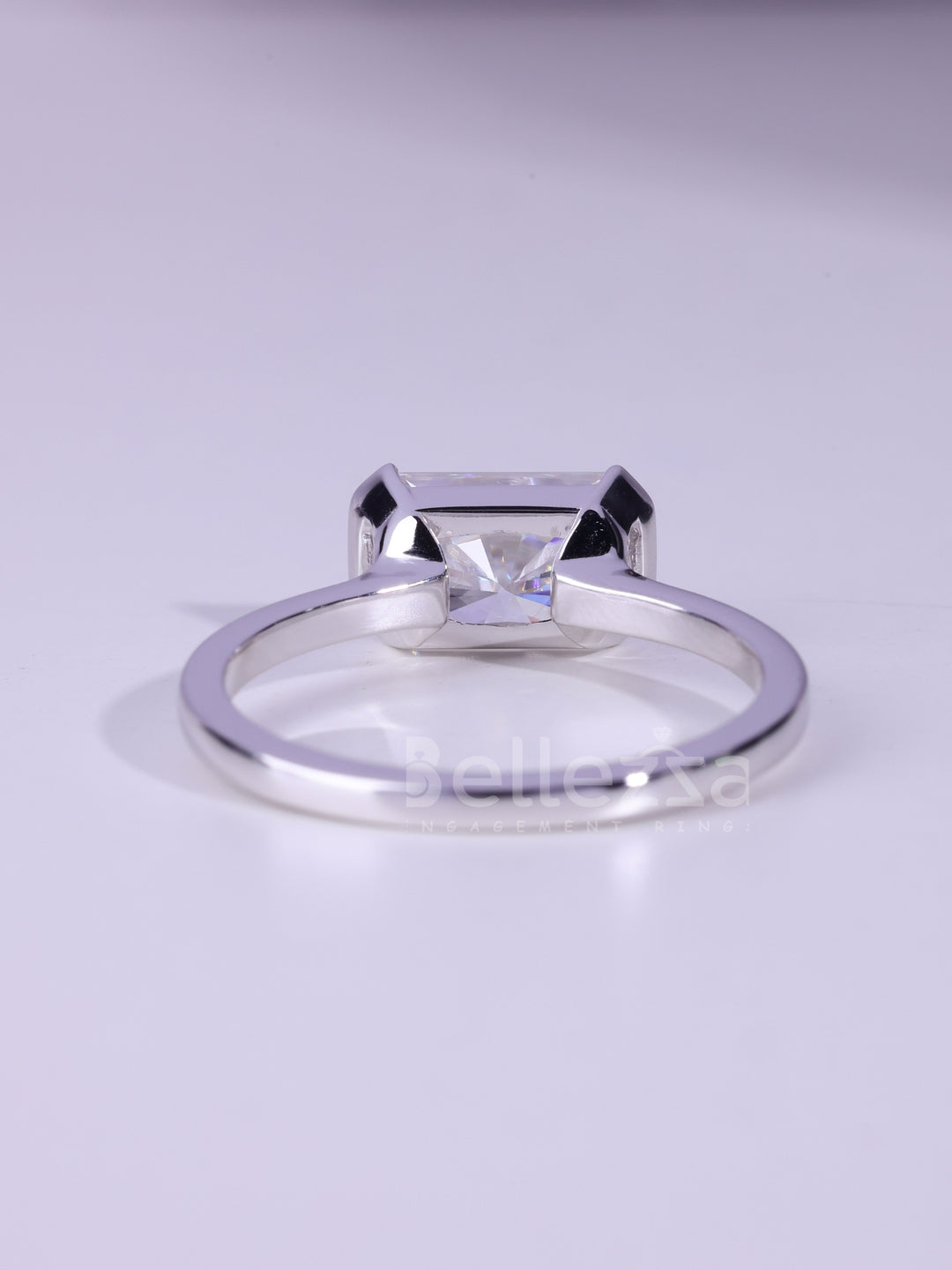 2.0CT Radiant Cut Half Bezel Setting Moissanite Engagement Ring