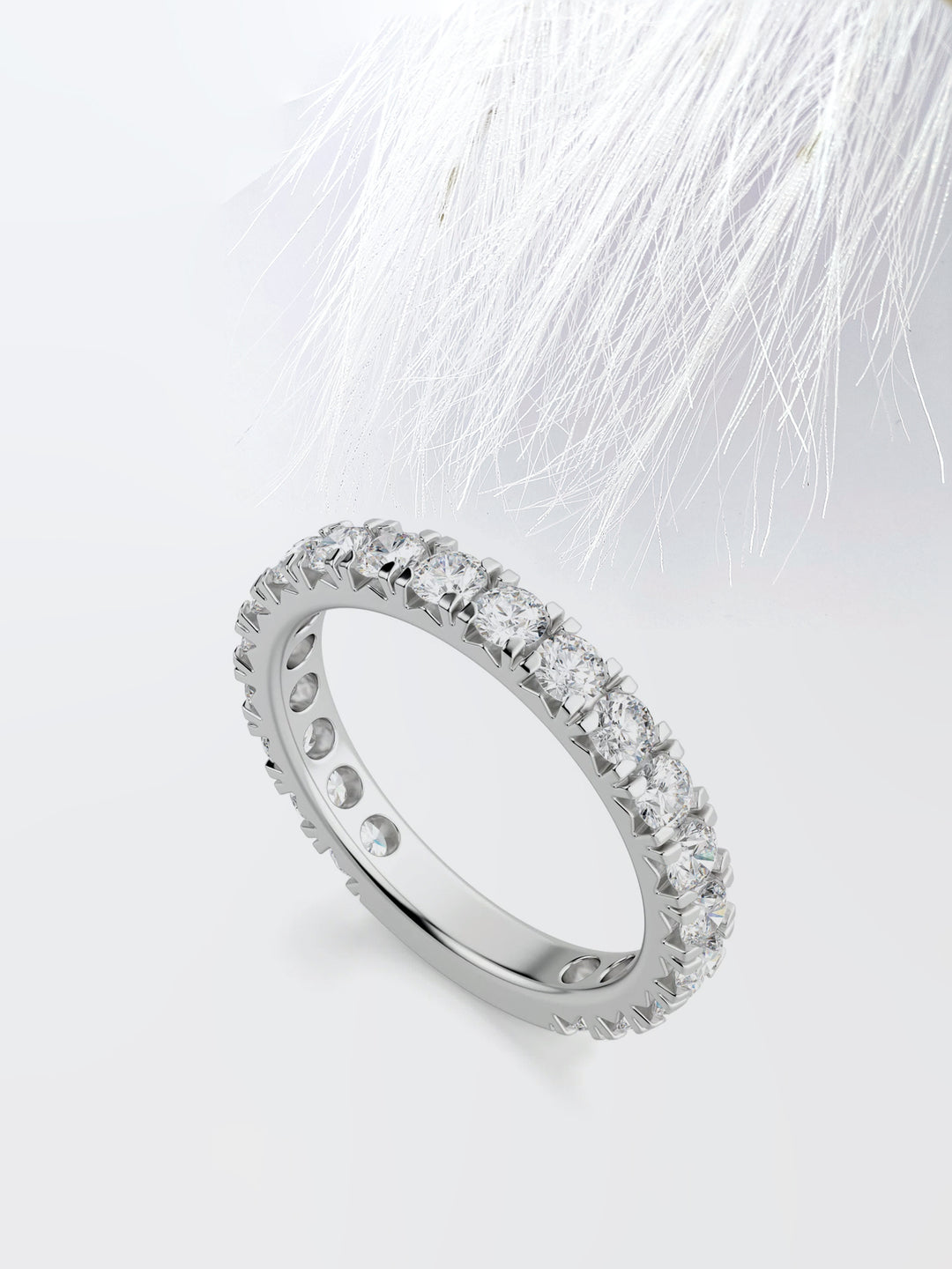 Round Cut 3/4 Eternity Diamond Wedding Band For Women