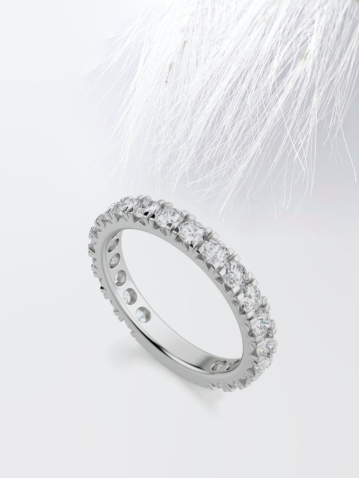 Round Cut 3/4 Eternity Diamond Wedding Band For Women