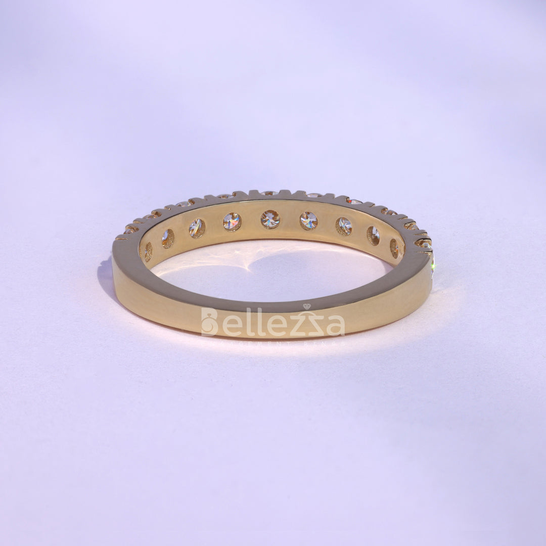 Round Cut Half Eternity Wedding Band For Her - Ready To Ship