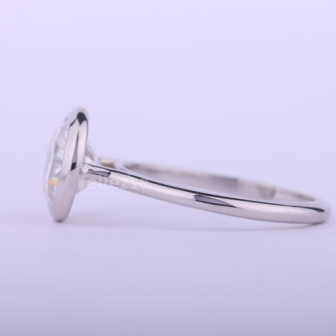 1.50CT Round Cut Bezel Setting Moissanite Engagement Ring