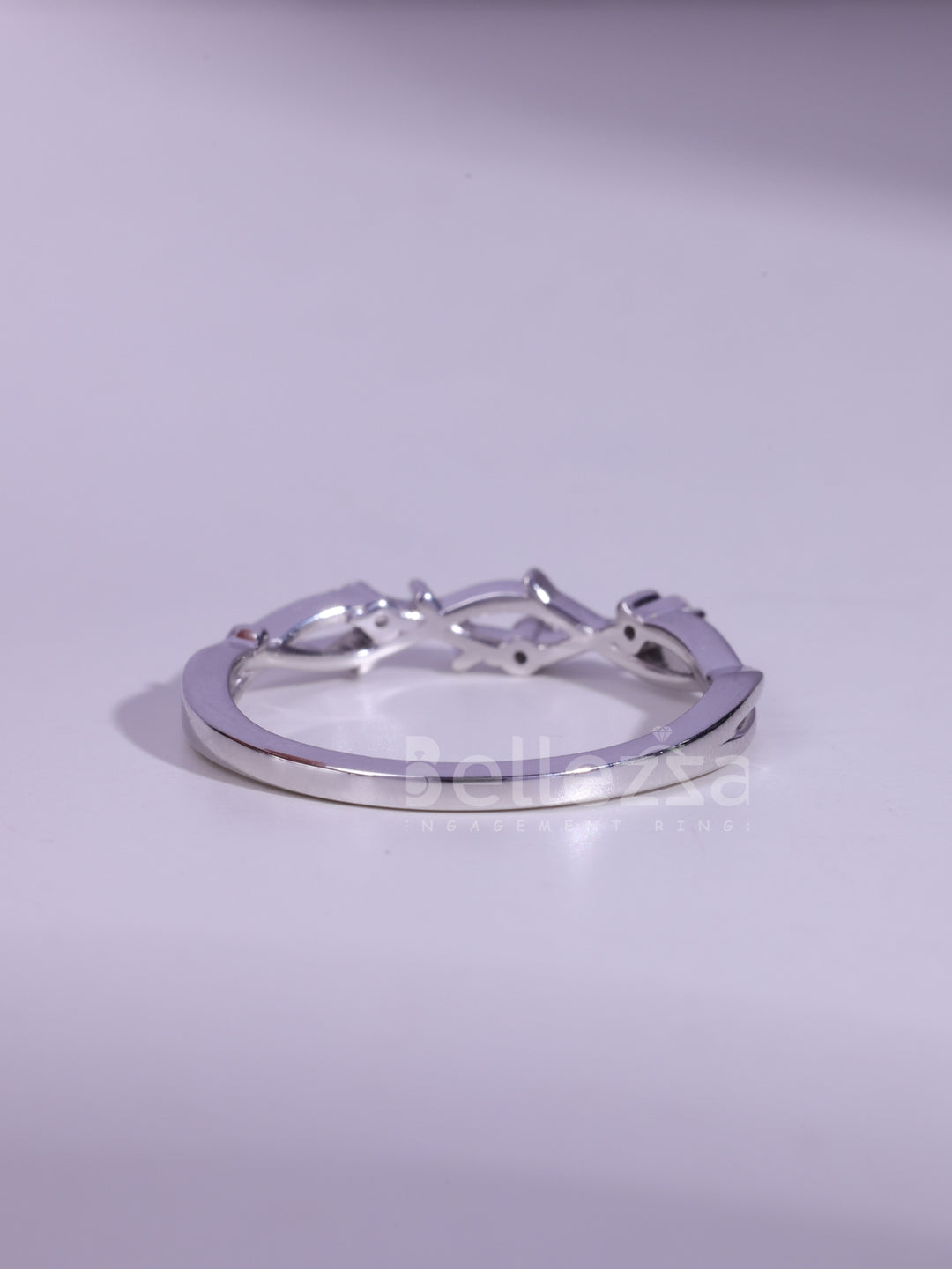 Round Brilliahnt Cut Nature Inspired Moissanite Wedding Band