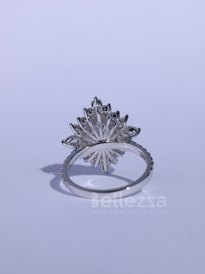 1.50CT Marquise Cut Cluster Diamond Moissanite Engagement Ring