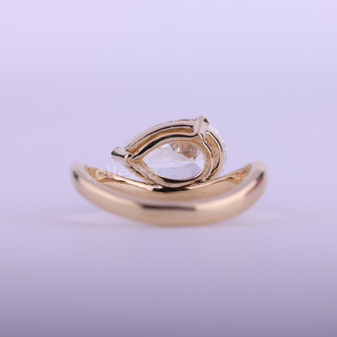 1.50CT East-West Pear Cut Curved Solitaire Engagement Ring
