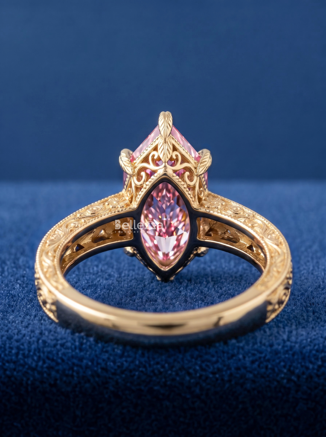 2.50CT Vintage Marquise Pink Lab-Grown Diamond Engagement Ring