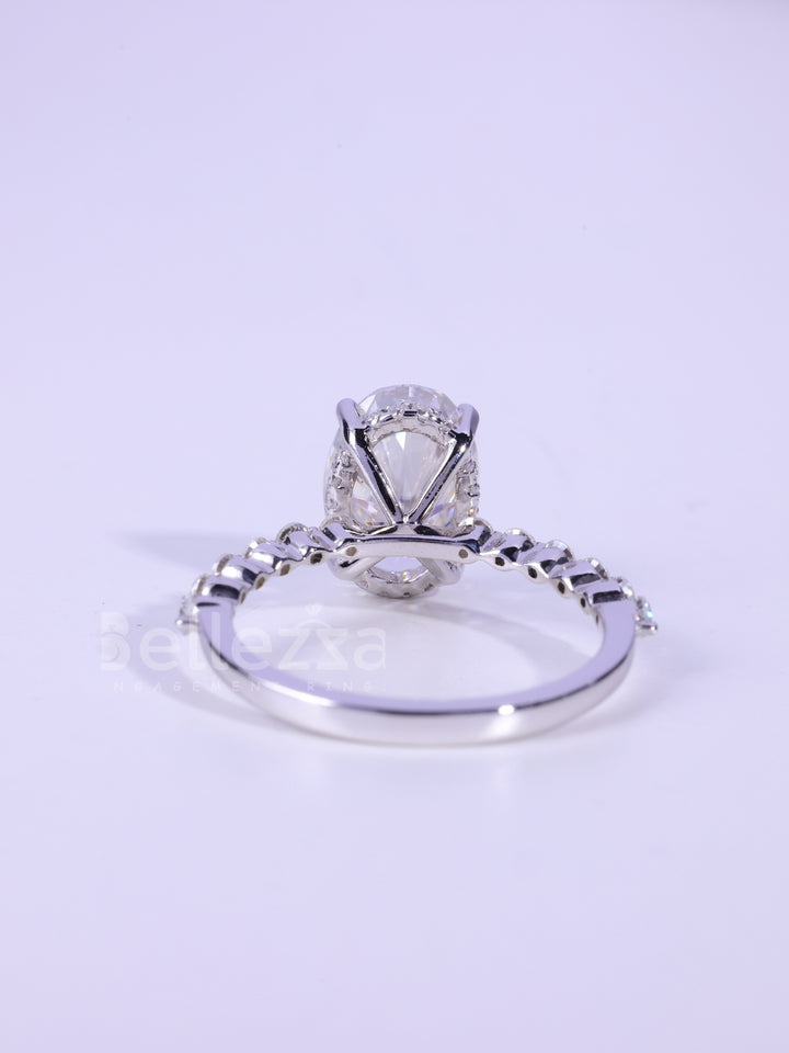 2.0CT-3.0CT Oval Cut Pave Setting Moissanite Engagement Ring