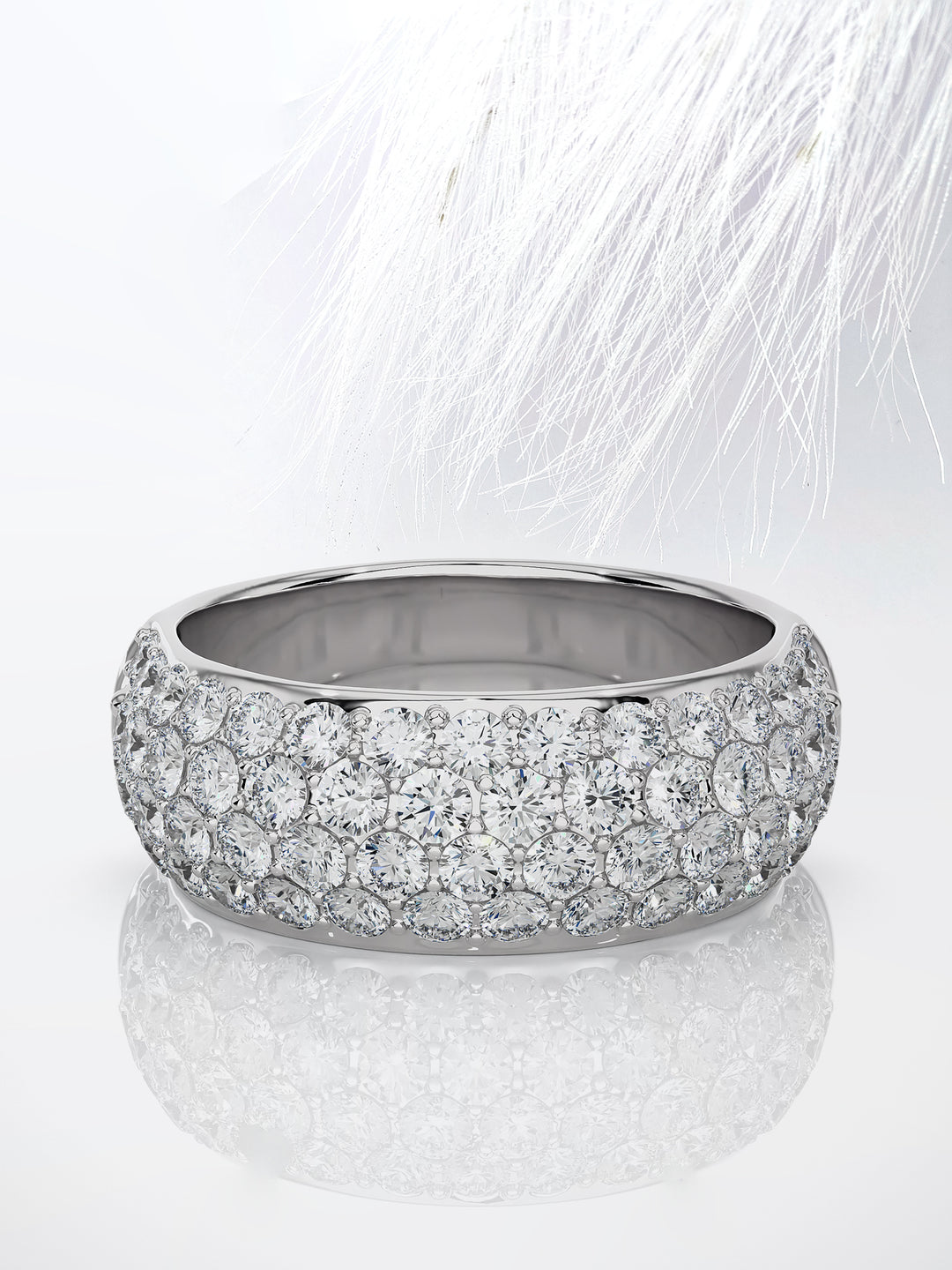 Round Cut Clustered Moissanite Men's Wedding Band In White Gold