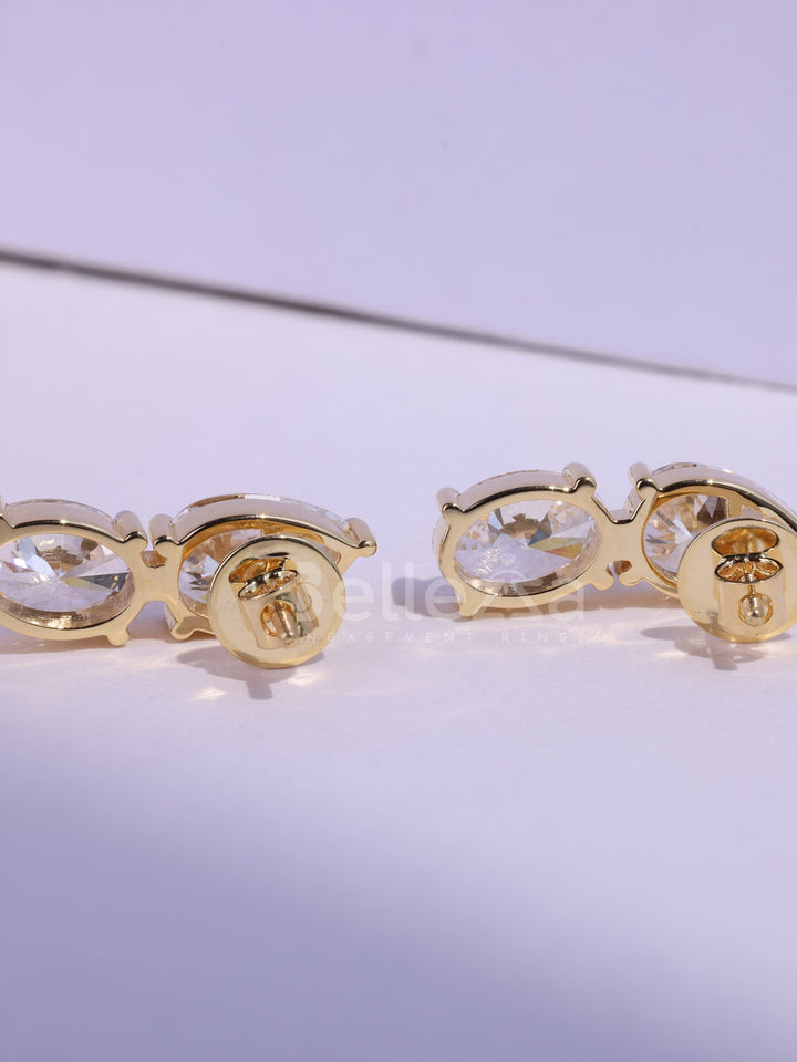 Pear & Oval Cut Moissanite Stud Party Wear Earrings