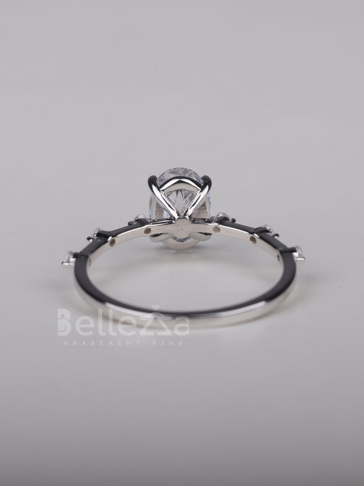 2.0CT Oval Cut Petite Pave Setting Moissanite Engagement Ring