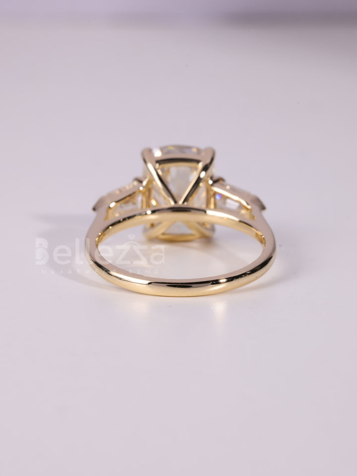 2.50CT-3.50CT Elongated Cushion Cut Three Stone Engagement Ring
