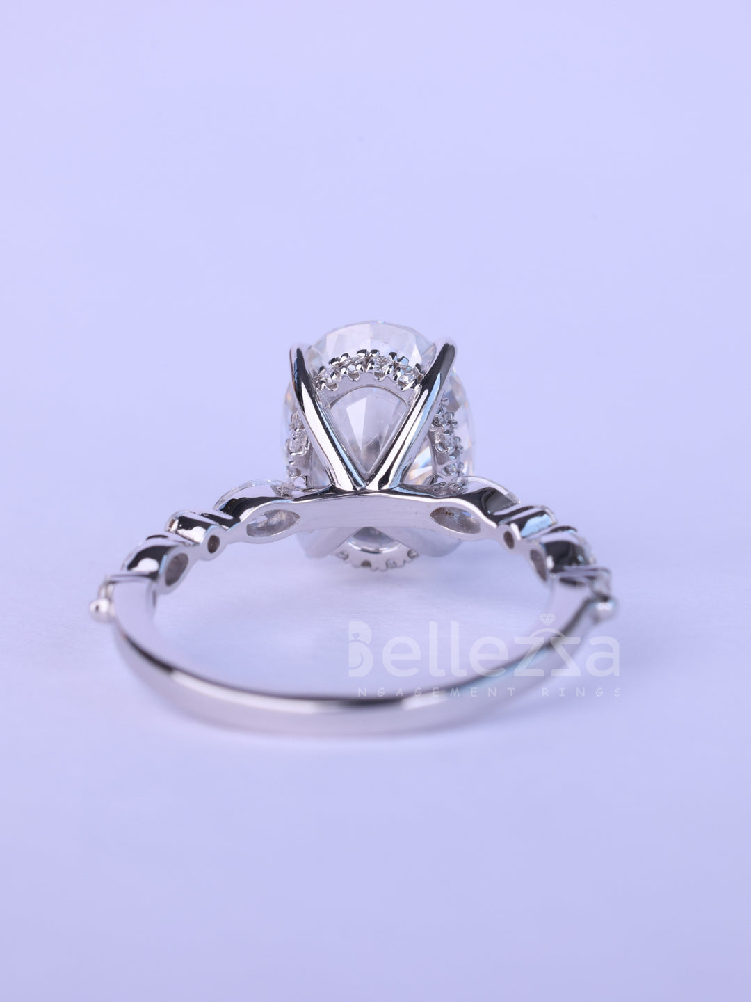 1.50CT Oval Cut Diamond Pave Setting Moissanite Engagement Ring