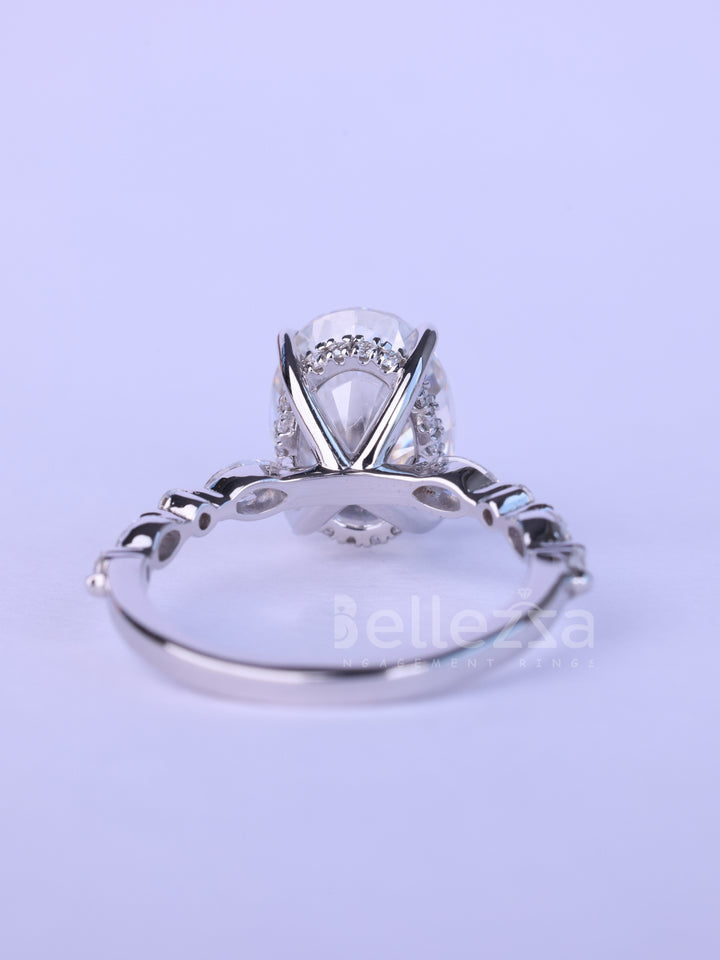 1.50CT Oval Cut Diamond Pave Setting Moissanite Engagement Ring