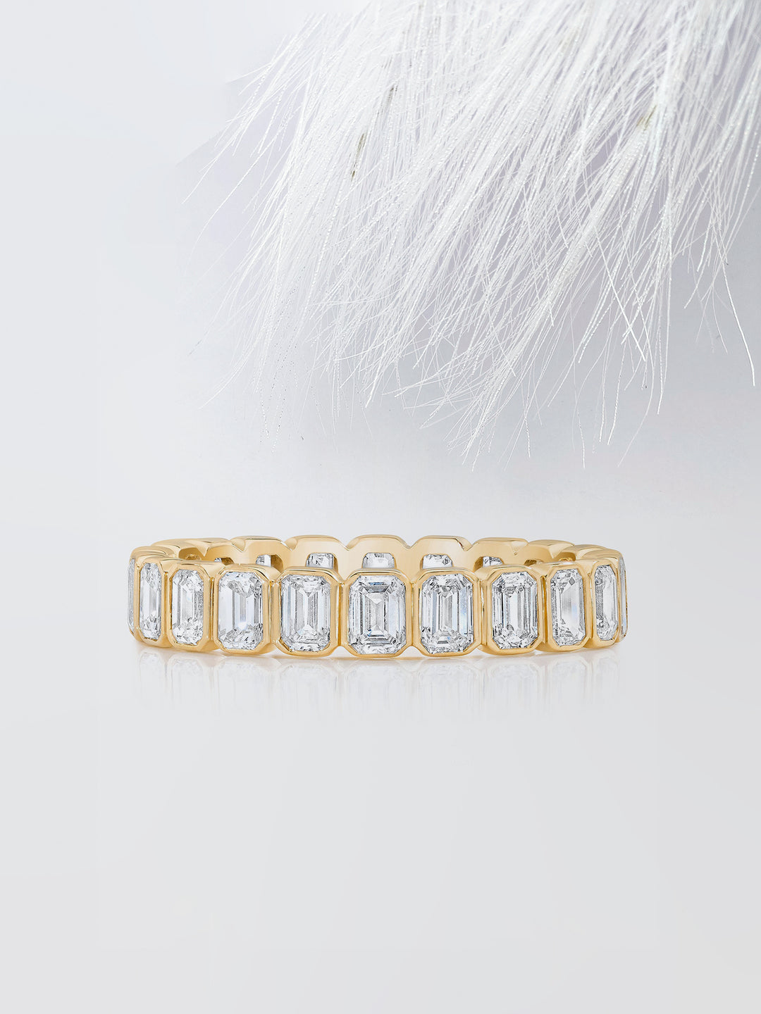 Emerald Cut Bezel Eternity Diamond Wedding Band For Women