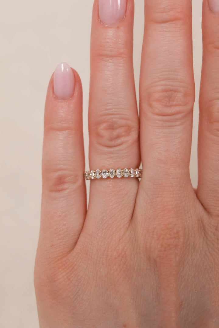 0.50 TCW Oval Half Eternity Diamond Wedding Band