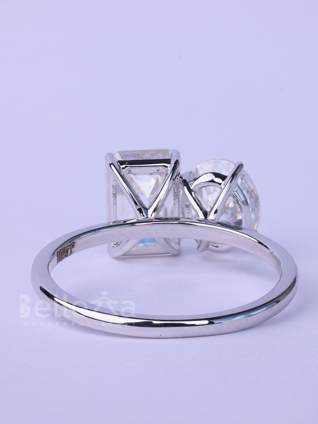 1.0CT Emerald & Oval Cut Classic Toi Et Moi Moissanite Engagment Ring