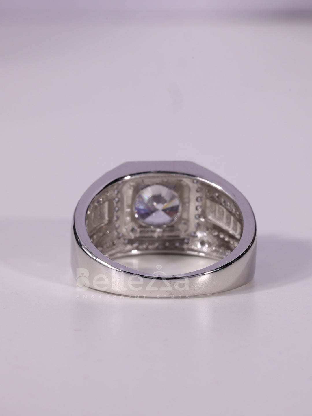 1.0CT Round Cut Halo Diamond Moissanite Men's Wedding Ring